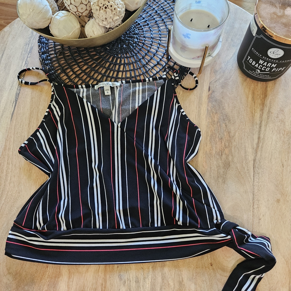 EXPRESS Striped Black and White Women's Top